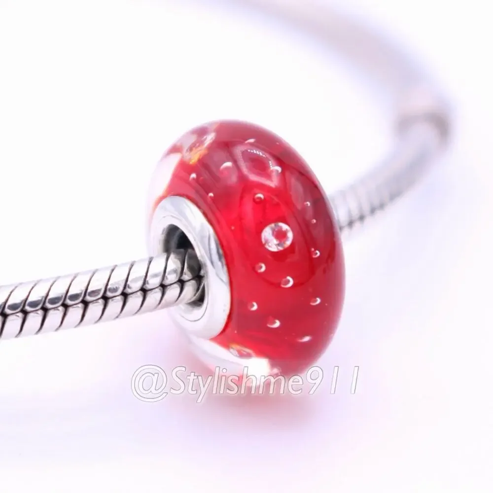 Authentic PANDORA Red Effervescence Glass Charm